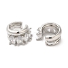 Platinum Plated Brass Cuff Earrings with Rhinestone for Women EJEW-D065-07P-03-2