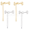4Pcs 2 Colors Brass Micro Pave Clear Cubic Zirconia Ends with Chains FIND-BBC0005-22B-7