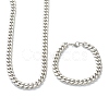 304 Stainless Steel Cuban Link Chain Bracelets & Necklaces Jewelry Sets SJEW-B019-03C-P-3