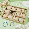 12 Slots Wooden Covered with Linen Bracelet & Bangle & Watch Display Trays BDIS-WH0008-12-4
