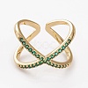Brass Micro Pave Cubic Zirconia Cuff Rings RJEW-C101-13G-E-3