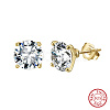 925 Sterling Silver Micro Pave Clear Cubic Zirconia Stud Earrings EJEW-G443-05G-2