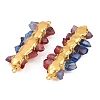 Electroplated Two Tone Natural Quartz Crystal Nuggets Beaded Connector Charms KK-H516-18G-02-2