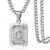 Rectangle with Letter Pattern 304 Stainless Steel Pendant Necklaces FS-WGFC766-30-1