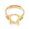 Brass Cubic Zirconia Adjustable Solitaire Ring Components KK-K266-08G-3
