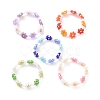 Glass Beaded Flower Wrap Stretch Finger Ring for Women RJEW-MZ00002-1