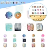 450Pcs 3 Styles Frosted Glass Beads with Golden Glitter Powder DGLA-FS0001-13-5