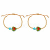 2Pcs 2 Colors Dyed Synthetic Turquoise Cross and Glass Heart Braided Bead Bracelets for Women PE0777-7-1