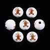Painted Natural Wood Beads WOOD-N006-187-3