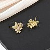 Floral Leaf Brass & Clear Marquise and Round Cut Cubic Zirconia Stud Earrings KK-CBA36A2-09G-3