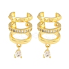 Brass Micro Pave Cubic Zirconia Cuff Earrings X-EJEW-C104-083G-1