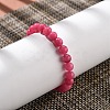 Natural Dyed & Heated  Chalcedony Imitation Rhodochrosite Beaded Stretch Bracelets for Women Men BJEW-F483-05-1-3