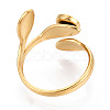 Leaf 304 Stainless Steel Cuff Ring Components STAS-T066-22G-3