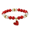 Valentine's Day Natural Dyed Mashan Jade Beaded Stretch Bracelets for Women BJEW-TA00575-2