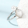 Adjustable Brass White Shell Cuff Rings SH-CBA3B38-01P-2