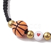 Sport Theme Acylic & Alloy Braided Bead Bracelet BJEW-JB10122-04-3