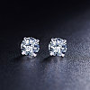 Rhodium Plated 925 Sterling Silver Four Pronged Ear Studs JE420A-01-3