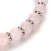 Trendy Natural Rose Quartz Beaded Acrylic Charm Bracelets BJEW-JB01792-02-3