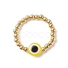 7Pcs 7 Color Resin Evil Eye & 304 Stainless Steel Beaded Stretch Finger Rings RJEW-JR00533-4