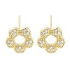 Brass Micro Pave Clear Cubic Zirconia Stud Earrings for Women EJEW-S217-E05-1