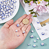 100Pcs 4 Colors Floral Printed Porcelain Beads PORC-DC0001-16B-3