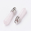 Natural Rose Quartz Pointed Pendants X-G-P309-05-2