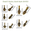 250Pcs 5 Styles Tibetan Style Glue-on Flat Pad Bails TIBEP-GA0001-04A-2