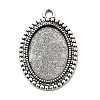 Tibetan Style Alloy Pendant Cabochon Settings X-TIBEP-N003-37AS-1