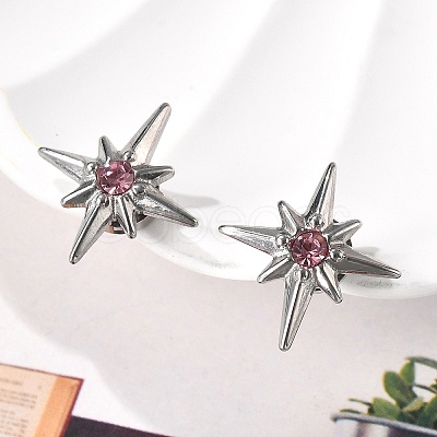 Rhinestone Star Clip-on Earrings EJEW-B116-01P-03-1