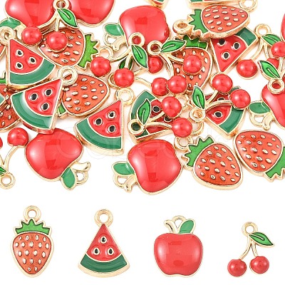 40Pcs 4 Styles Alloy Enamel Pendants ENAM-YW0009-90-1