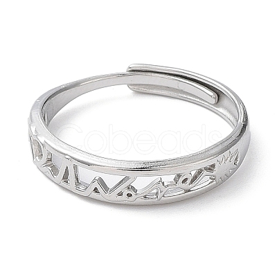 Non-Tarnish 304 Stainless Steel Hollow Heart Beat Adjustable Rings RJEW-D006-14P-1
