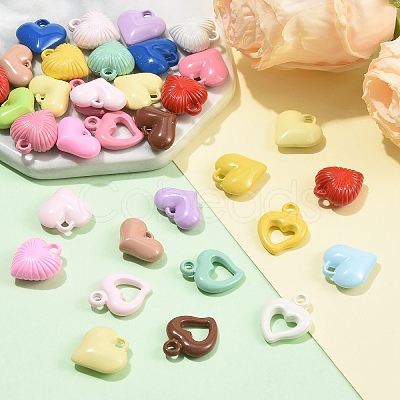 40Pcs 4 Styles Baking Paint Acrylic Pendants OACR-YW0004-48-1
