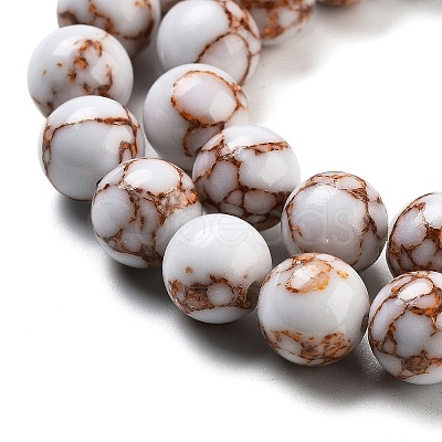 Synthetic Gold Line Turquoise Beads Strands G-H026-01E-01-1