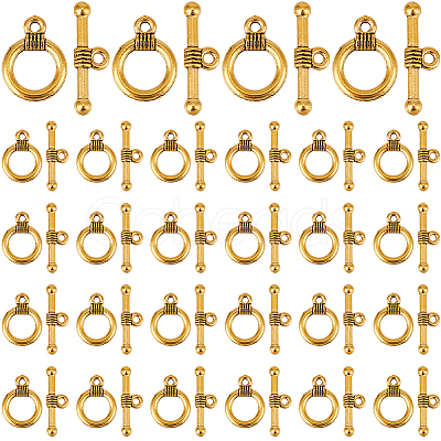 120Pcs Tibetan Style Alloy Toggle Clasps FIND-SP0001-21AG-1