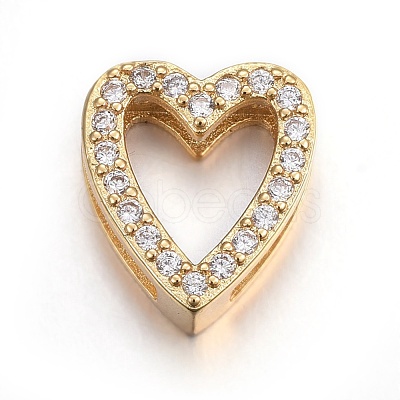 Brass Micro Pave Cubic Zirconia Slide Charms ZIRC-G147-31-NR-1