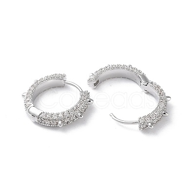 Brass Micro Pave Cubic Zirconia Hoop Earrings EJEW-P259-02P-1
