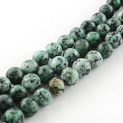 Dyed Natural Sesame Jasper Round Beads Strands G-R342-10mm-13-1