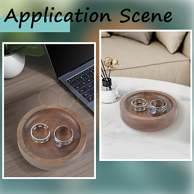 Wood Flat Round Jewely Display Tray ODIS-WH20003-05B-1