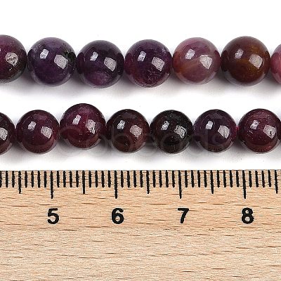 Natural Gemstone Ruby Round Beads Strands G-O017-7mm-06-1
