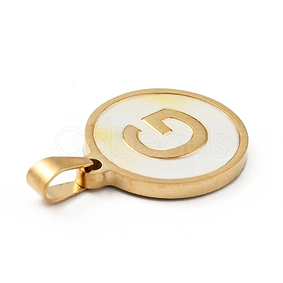 PVD Vacuum Plating 304 Stainless Steel with White Shell Pendants STAS-G268-01G-G-1