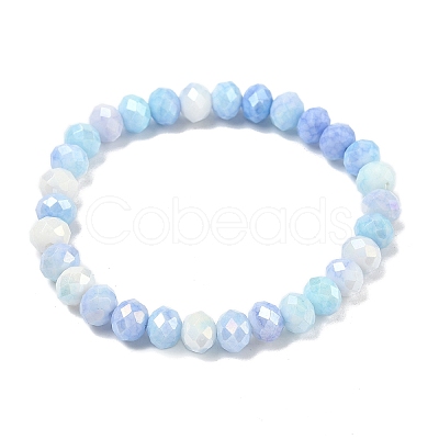 AB Color Faceted Rondelle Glass Beaded Stretch Bracelets for Women BJEW-PH01820-01-1