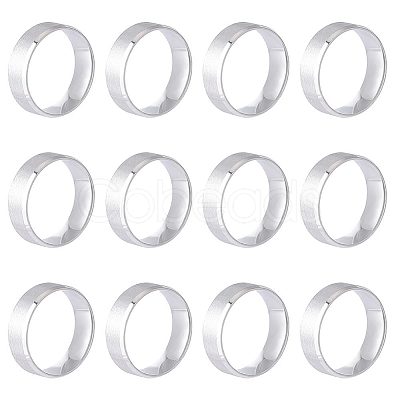 12Pcs 201 Stainless Steel Plain Band Ring for Men Women RJEW-UN0002-44B-1