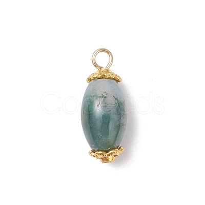 6Pcs Natural Moss Agate(Dyed & Heated) Pendants PALLOY-JF04532-01-1