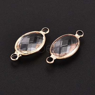 Brass with Glass Links/Connector Charms GLAA-T027-10-1