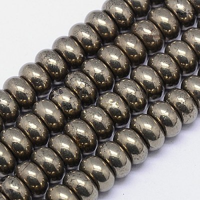 Natural Pyrite Beads Strands G-L032-10X6mm-01-1