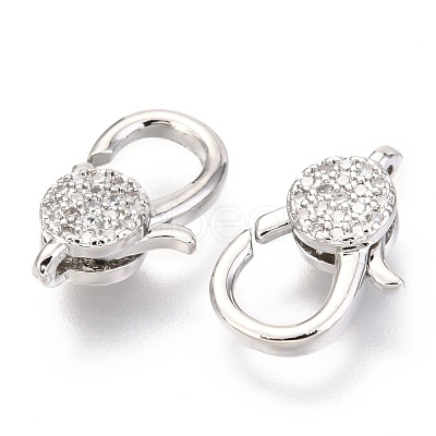 Brass Micro Pave Cubic Zirconia Lobster Claw Clasps ZIRC-O038-23P-1