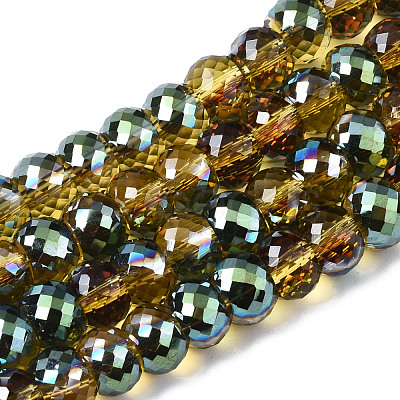 Electroplate Transparent Glass Beads Strands EGLA-Q125-005-1