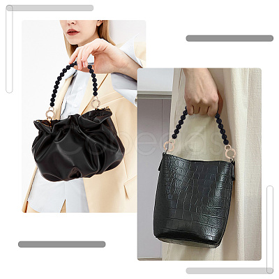 Black Plastic Imitation Pearl Round Beaded Bag Handles FIND-WH0127-22B-1