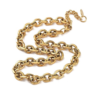 Ion Plating(IP) 304 Stainless Steel Rolo Chain Necklace NJEW-D045-01G-1