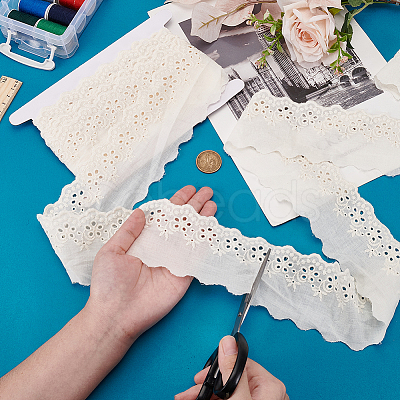 5 Yards Cotton Embroidery Flower Lace Ribbons SRIB-MA0001-04-1